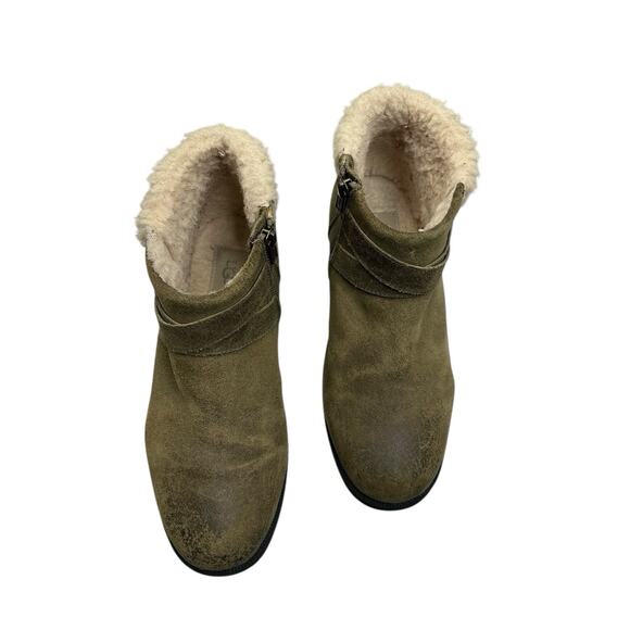 UGG Josefene Ankle Boots Strappy Distressed Suede Khaki Green 1130527 Size 9.5 - Picture 6 of 14